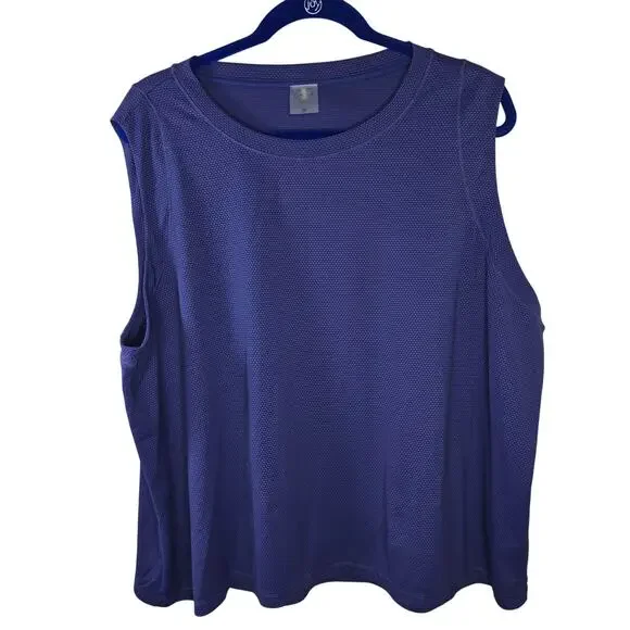 Calia by Carrie Underwood Bubble Mesh Athletic Purple Blue Tank Top Size 3X - Picture 2 of 7